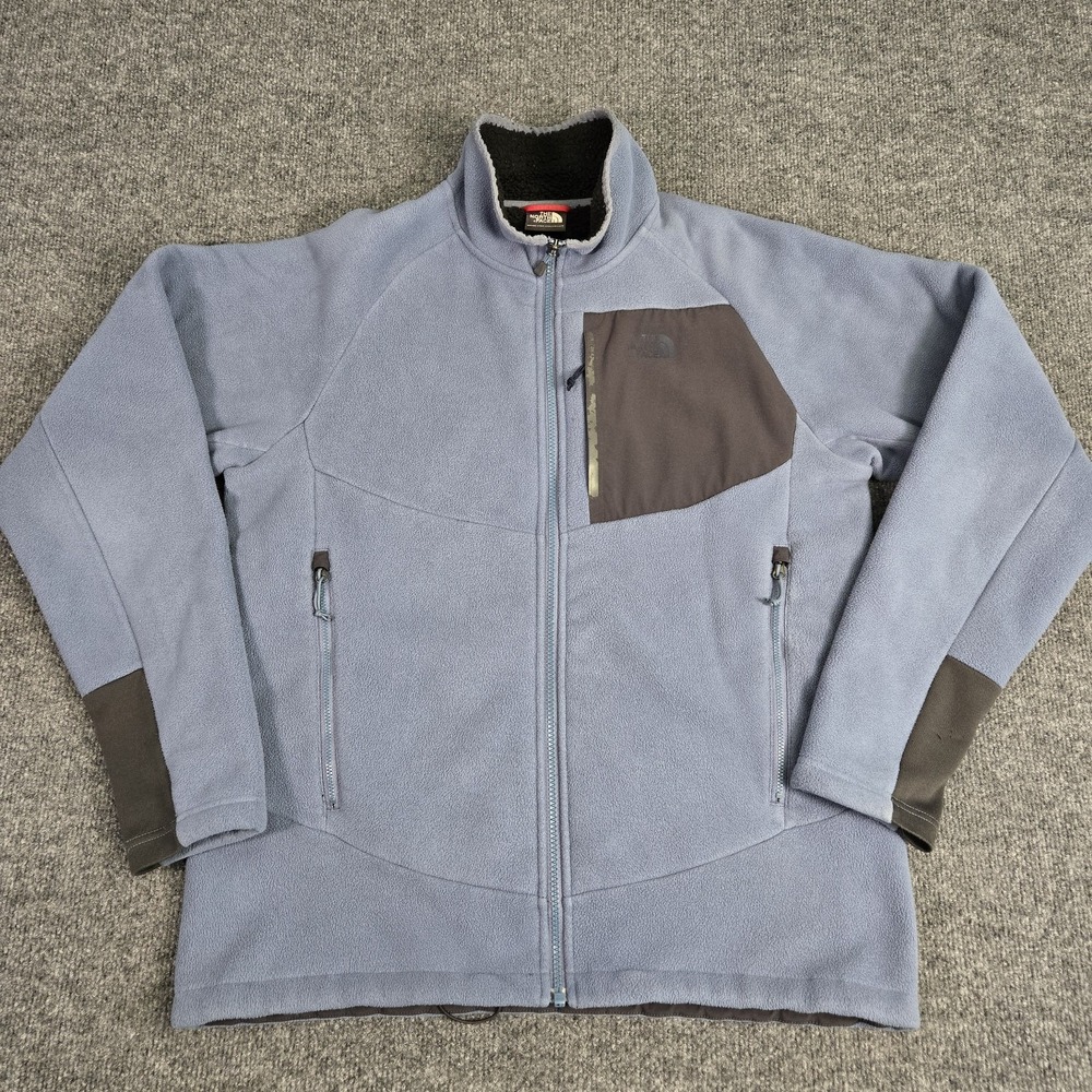 The North Face Fleece Jacket Mens Medium Blue Gray Full Zip Sherpa Outdoor Coat